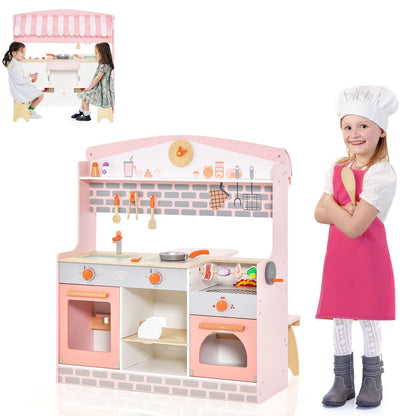 2-In-1 Kids Kitchen Playset with Realistic Toy Food