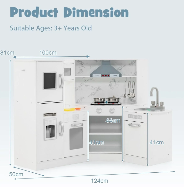 Kids Corner Kitchen Playset with Separated Washing Basin