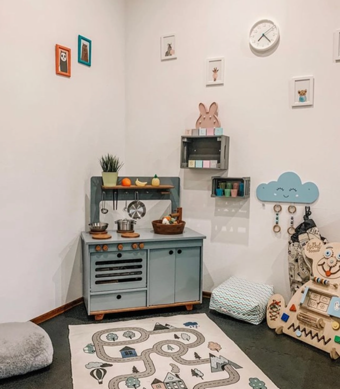 Dusty Blue Wooden Play Kitchen