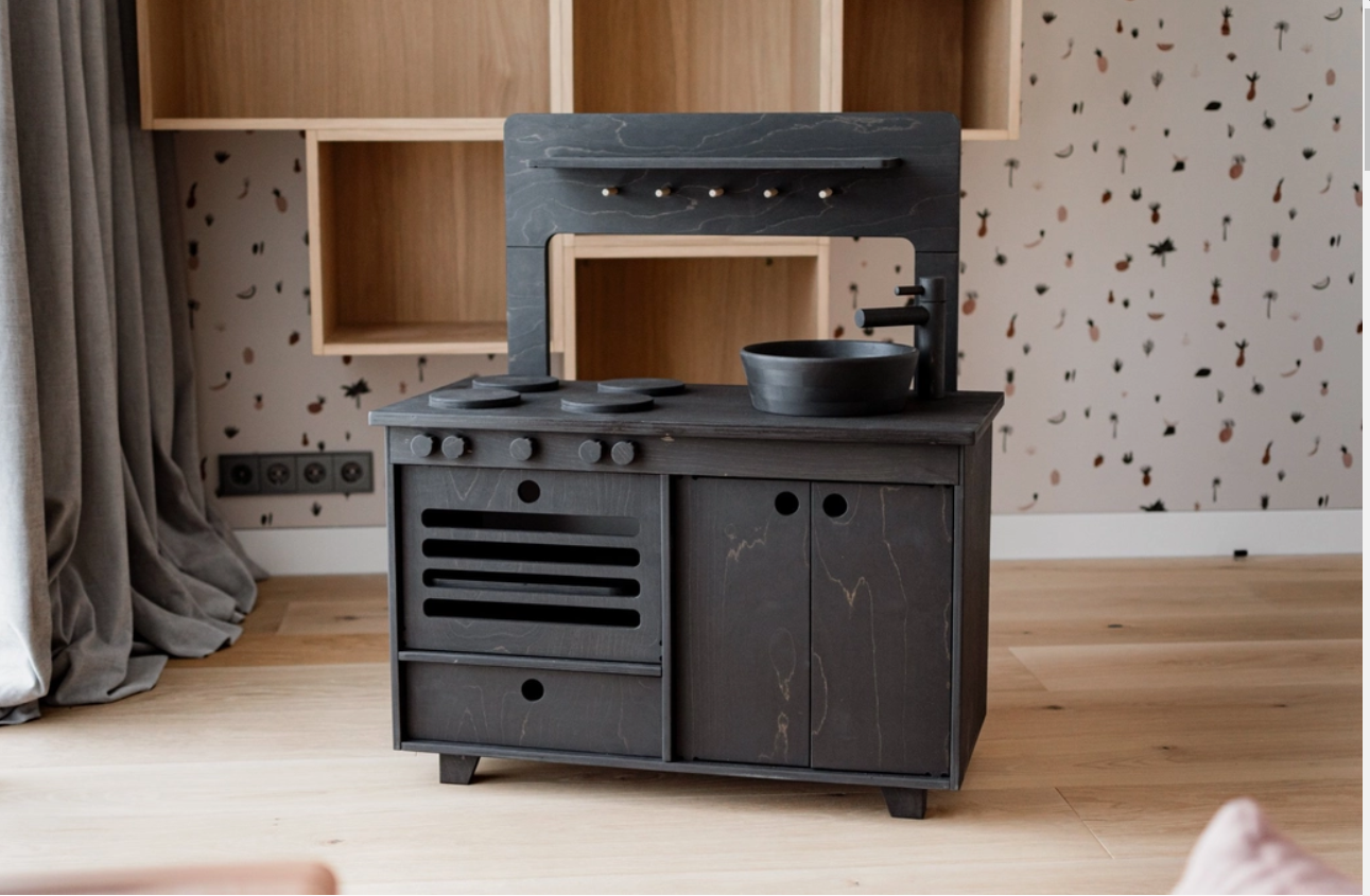 Raven Black Wooden Play Kitchen