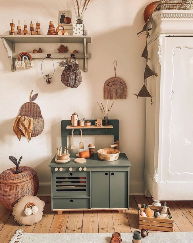 Dusty Green Wooden Play Kitchen